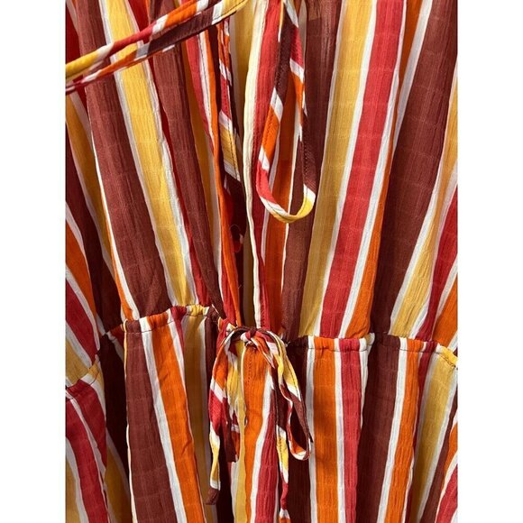 Style Rack Romper Size M Colorful Striped Cover Up Flutter Bell 3/4 Tassel NWT - Picture 5 of 15